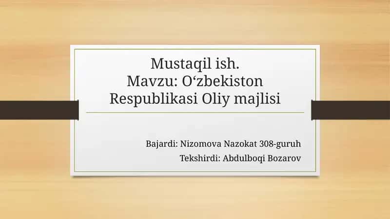 Oʻzbekiston Respublikasi Oliy majlisi 1