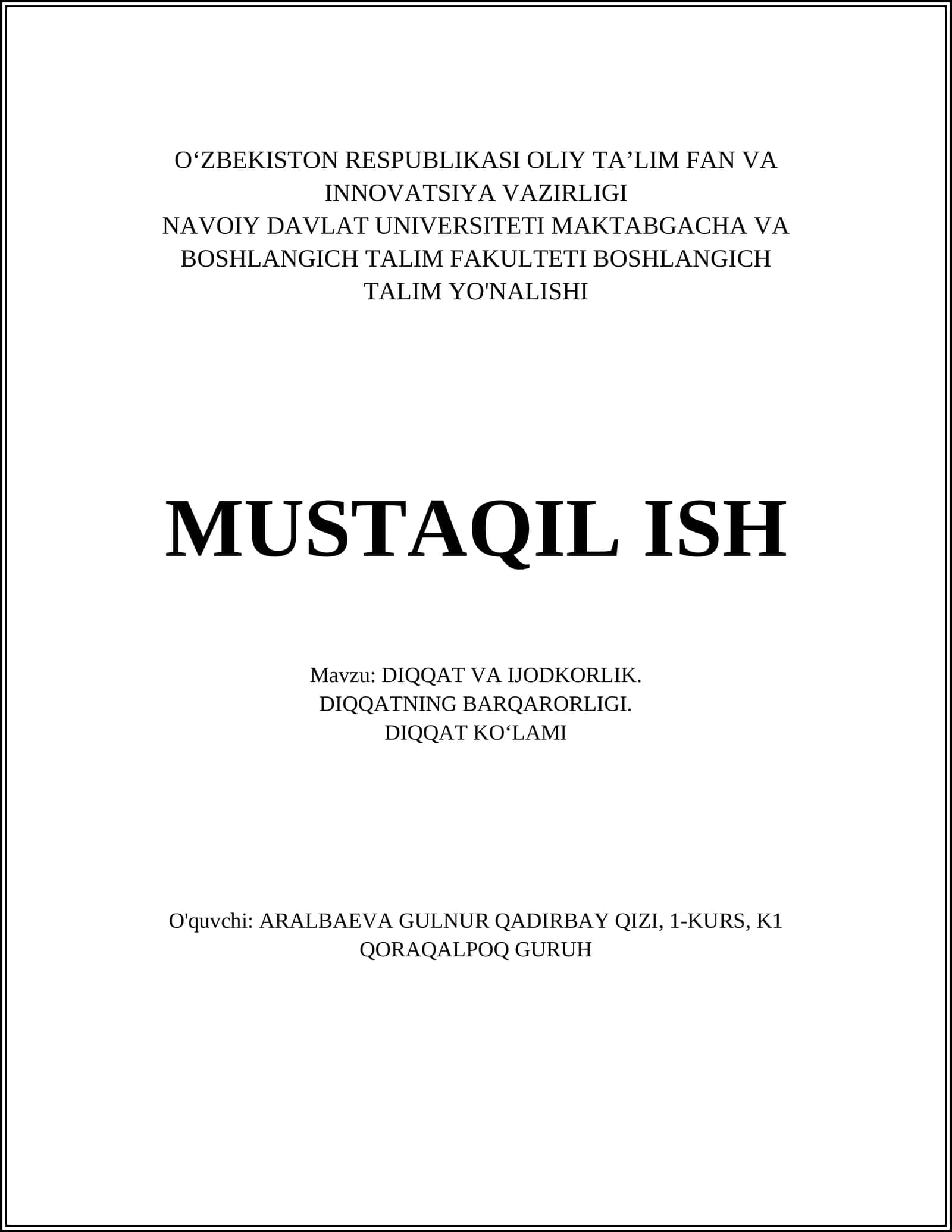 DIQQAT VA IJODKORLIK 1