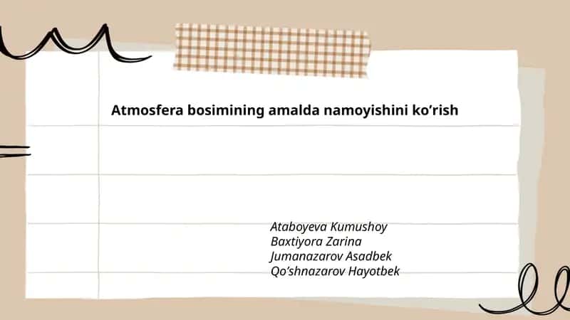 Atmosfera bosimining amalda namoyishini koʼrish 1