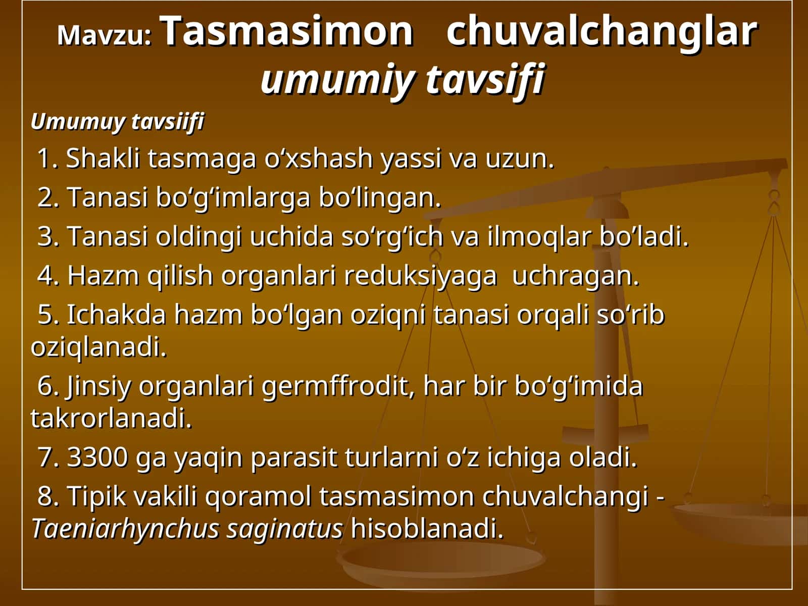 Tasmasimon chuvalchanglar umumiy tavsifi 1