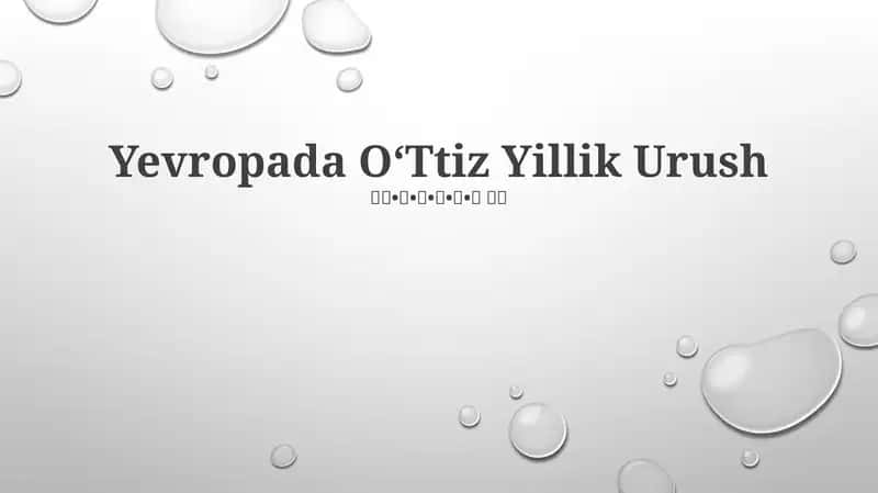 Yevropada O‘Ttiz Yillik Urush 1
