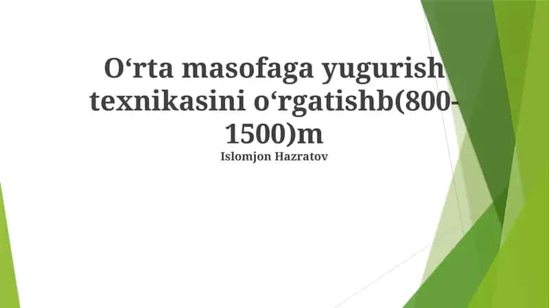 Oʻrta masofaga yugurish texnikasi 1