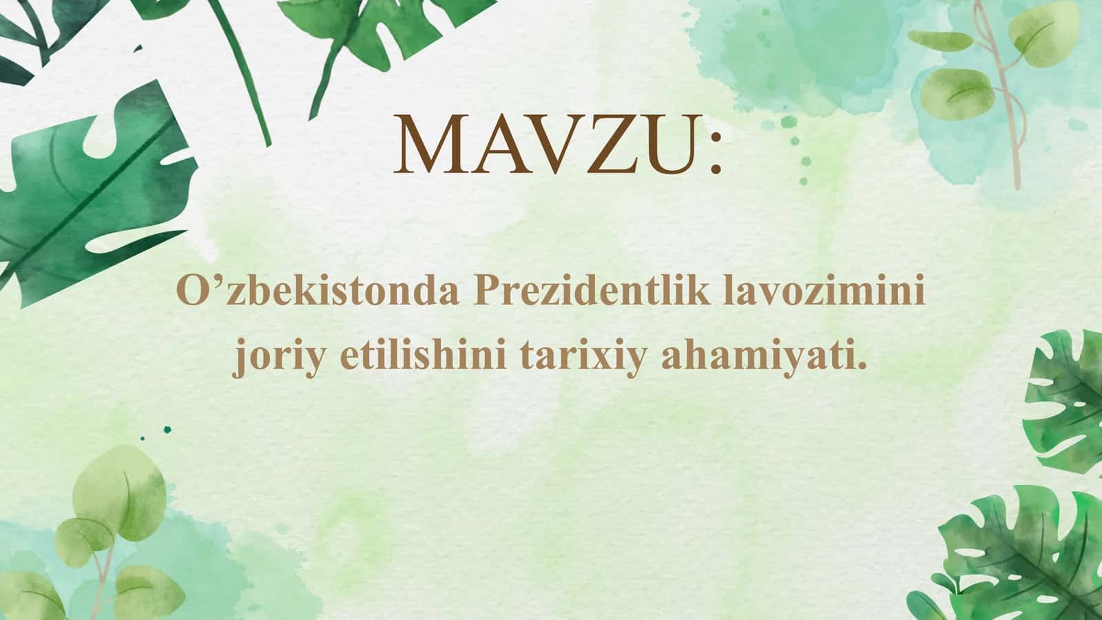 Prezidentlik lavozimini joriy etilishiga tarixiy o‘rni 1