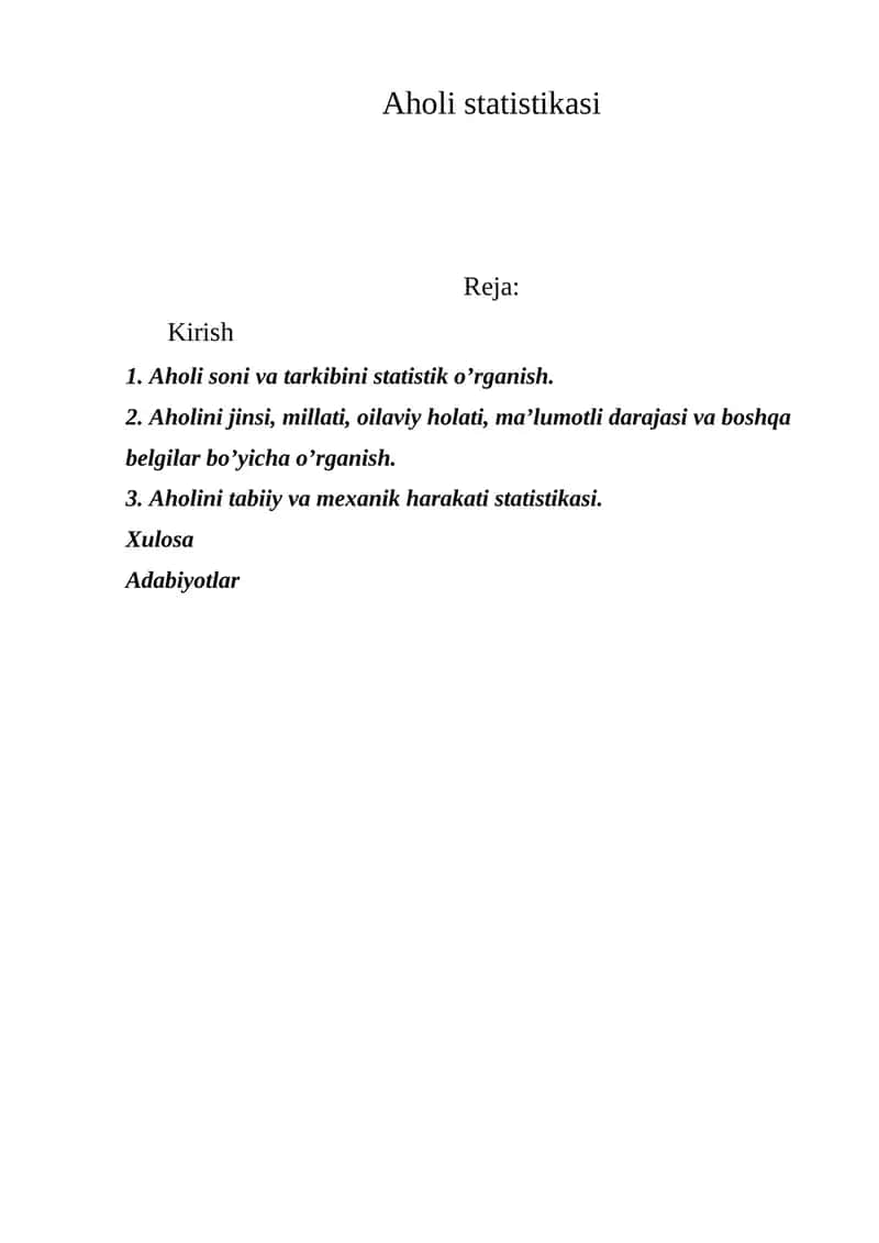 Aholi statistikasi 1