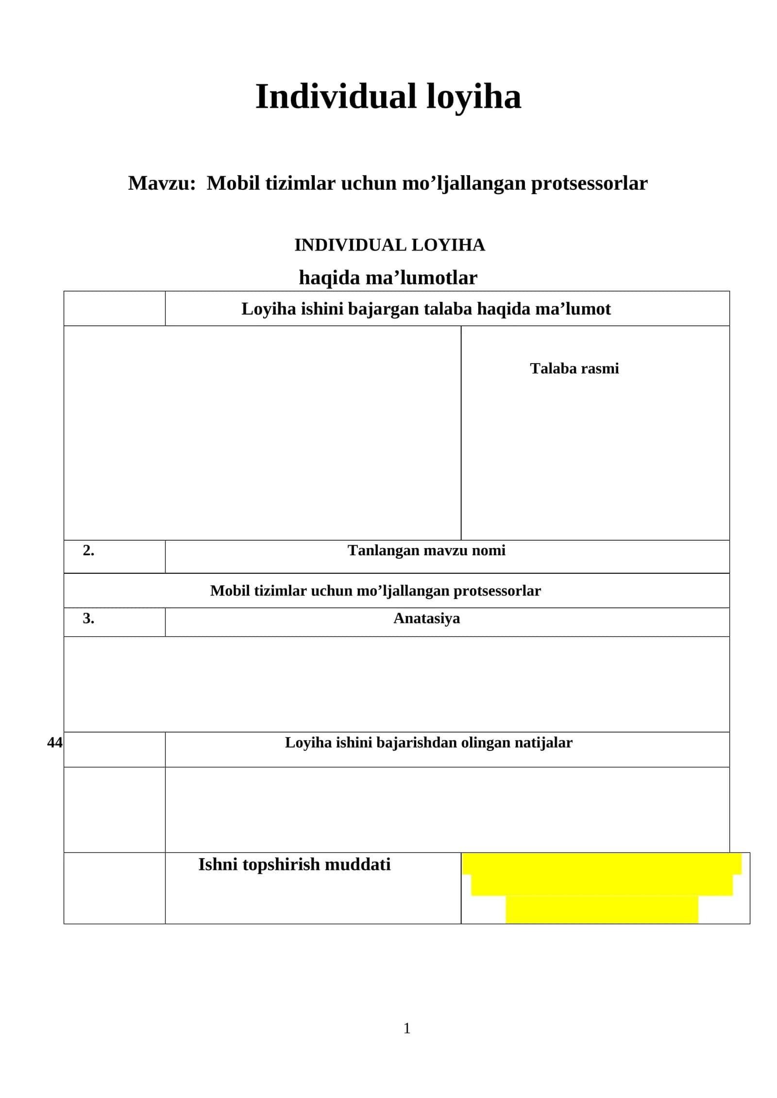 Mobil tizimlar uchun mo’ljallangan protsessorlar 1