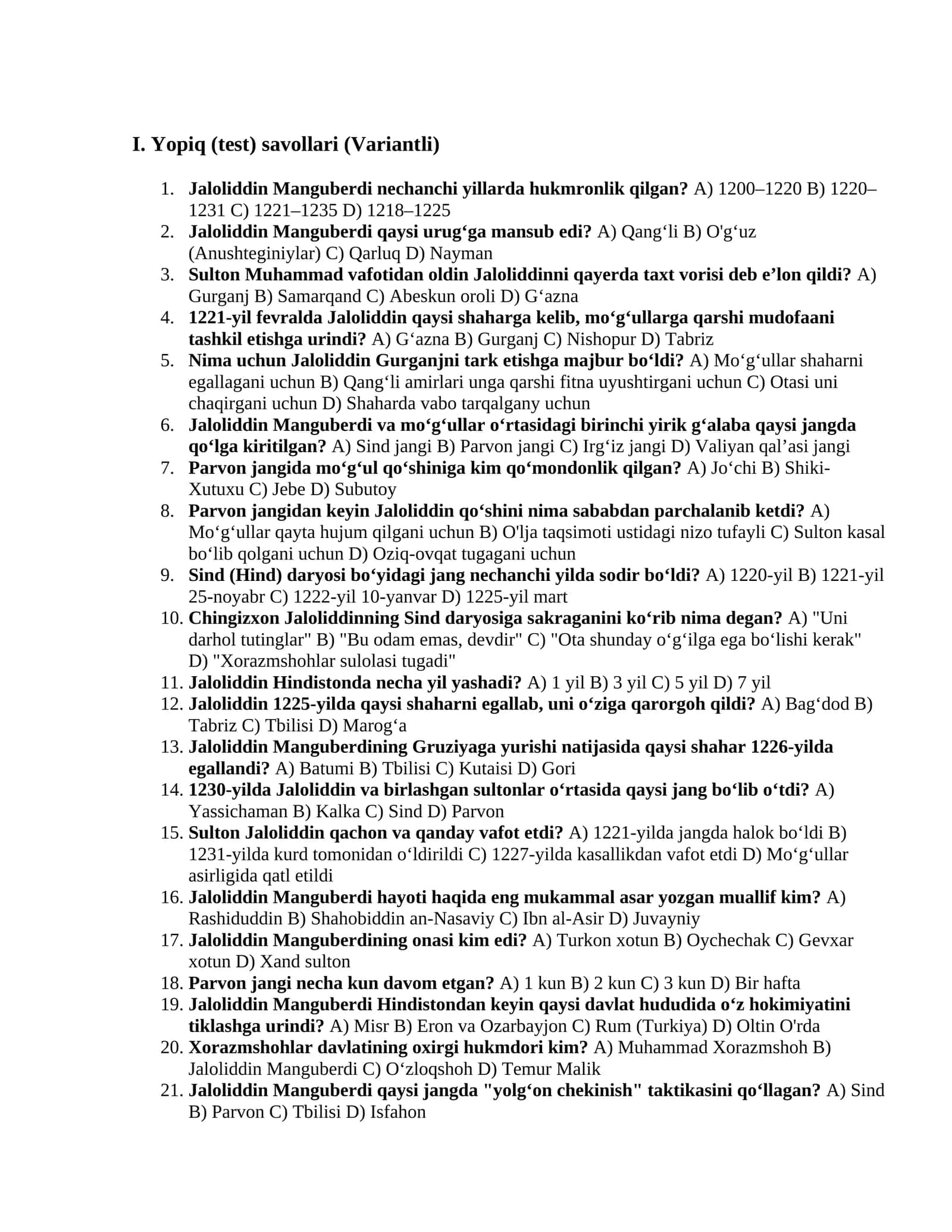 XIII asrda Xorazmshohlar davlatida siyosiy vaziyat 1