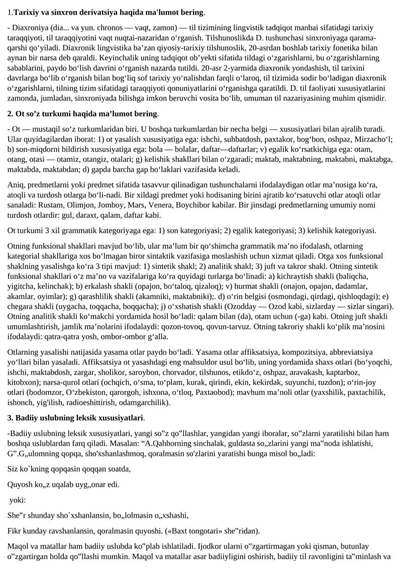 Tarixiy va sinxron derivatsiya 1