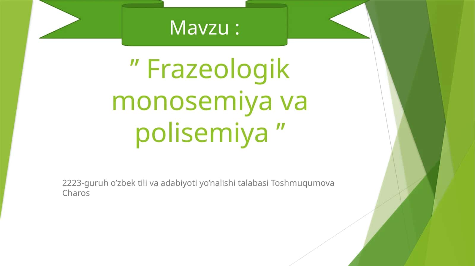 Frazeologik monosemiya va polisemiya 1