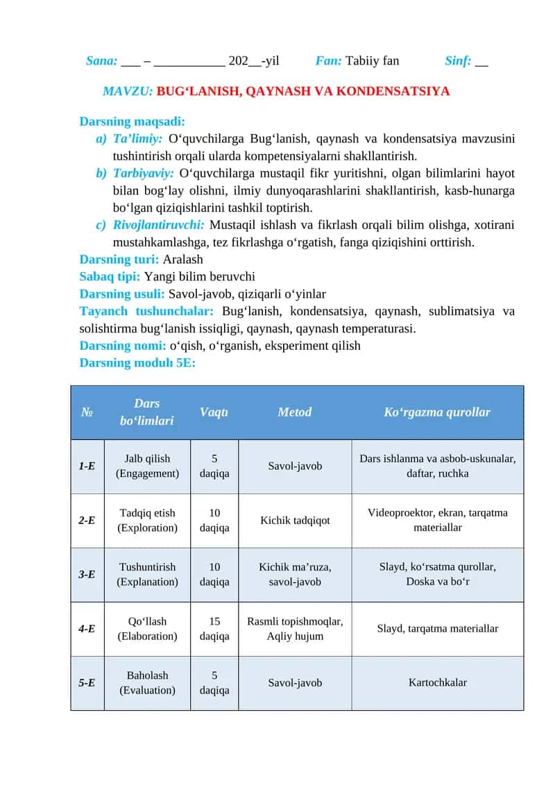 Bug‘lanish, qaynash va kondensatsiya_5E 1