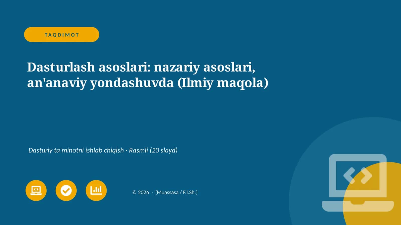 Dasturlash asoslari: nazariy asoslari, an'anaviy yondashuvda 1