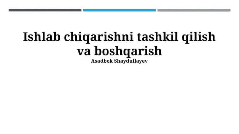 Xavfsizlik va mehnat muhofazasi 1