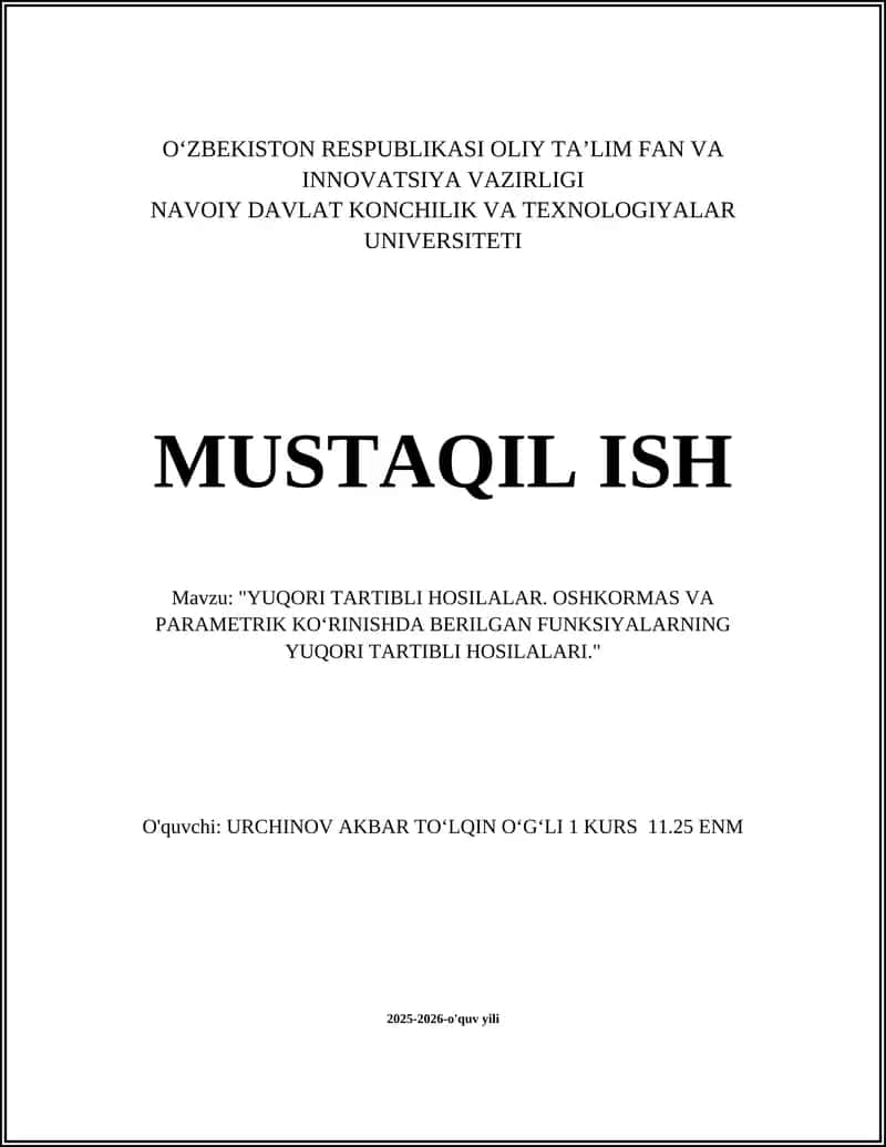 Yuqori tartibli hosilalar 1