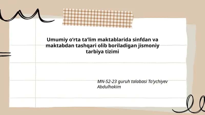 Jismoniy tarbiya darsliklari va o'quv dasturlari tarkibi 1
