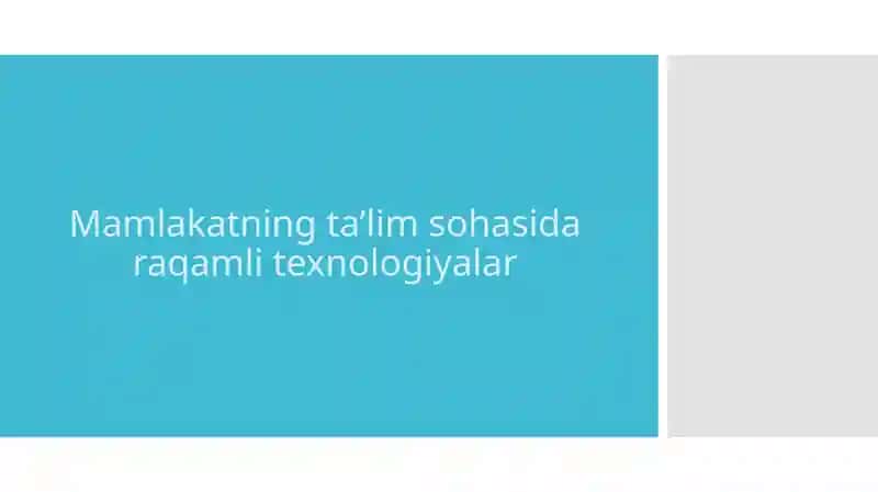 Mamlakatning ta’lim sohasida raqamli texnologiyalar