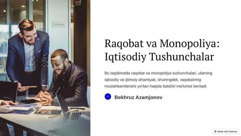 Raqobat va Monopoliya: Iqtisodiy Tushunchalar 1
