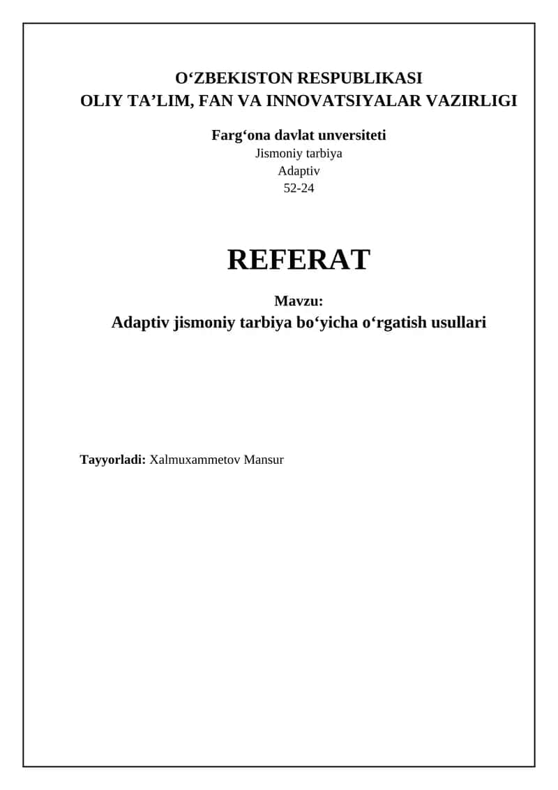 Adaptiv jismoniy tarbiyada o'qitish strategiyalari 1