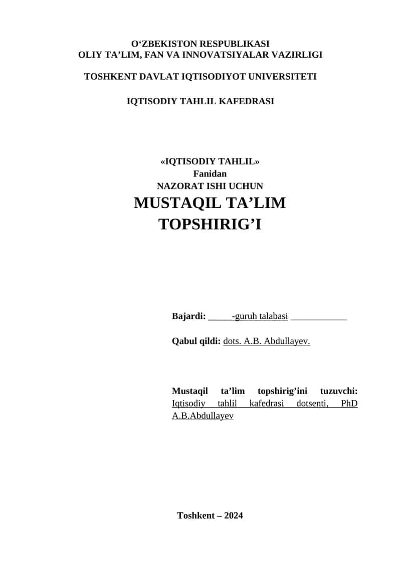 MUSTAQIL TA'LIM TOPSHIRIG'I 1