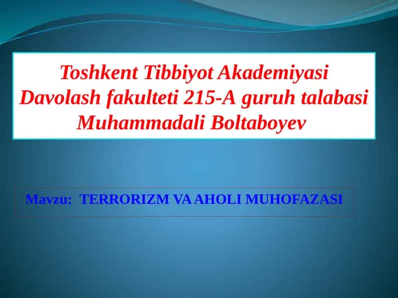 TERRORIZM VAA HOLIMUHOFASI 1