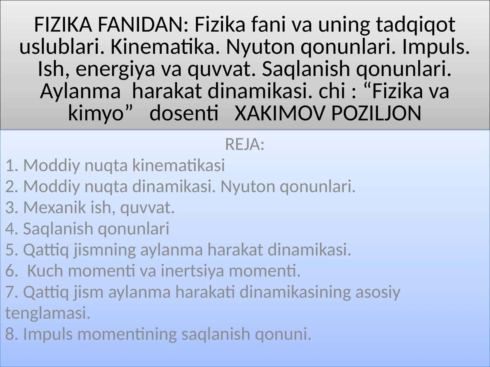 FIZIKA FANIDAN 1