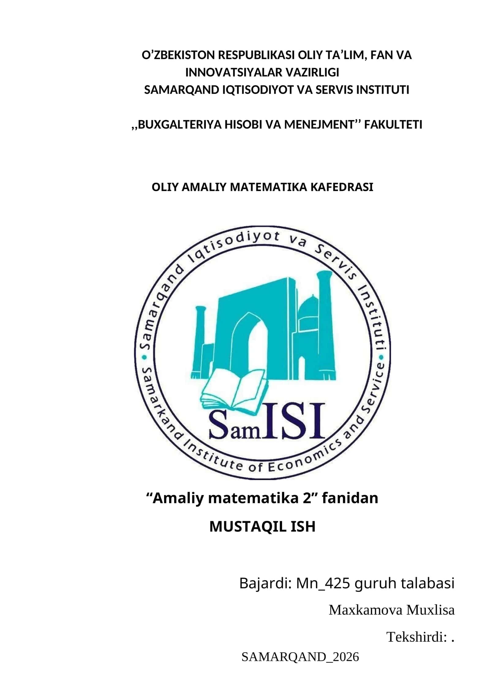 Amaliy matematika 2 1