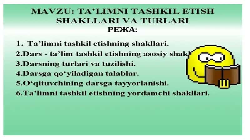 Ta’lim olganlikni tashxis etish. 1