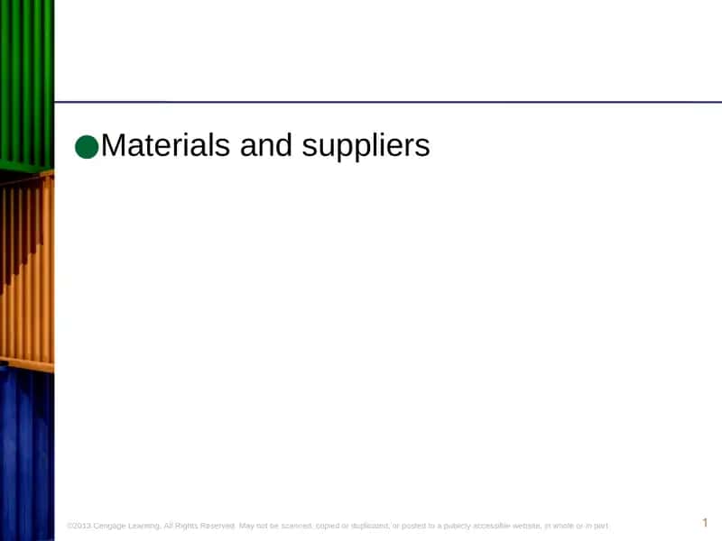 Materials and suppliers 1