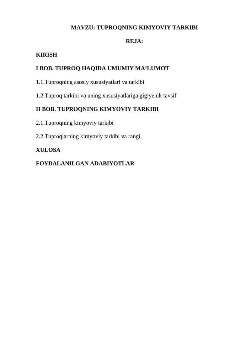 Tuproqning Kimyoviy Tarkibi 1