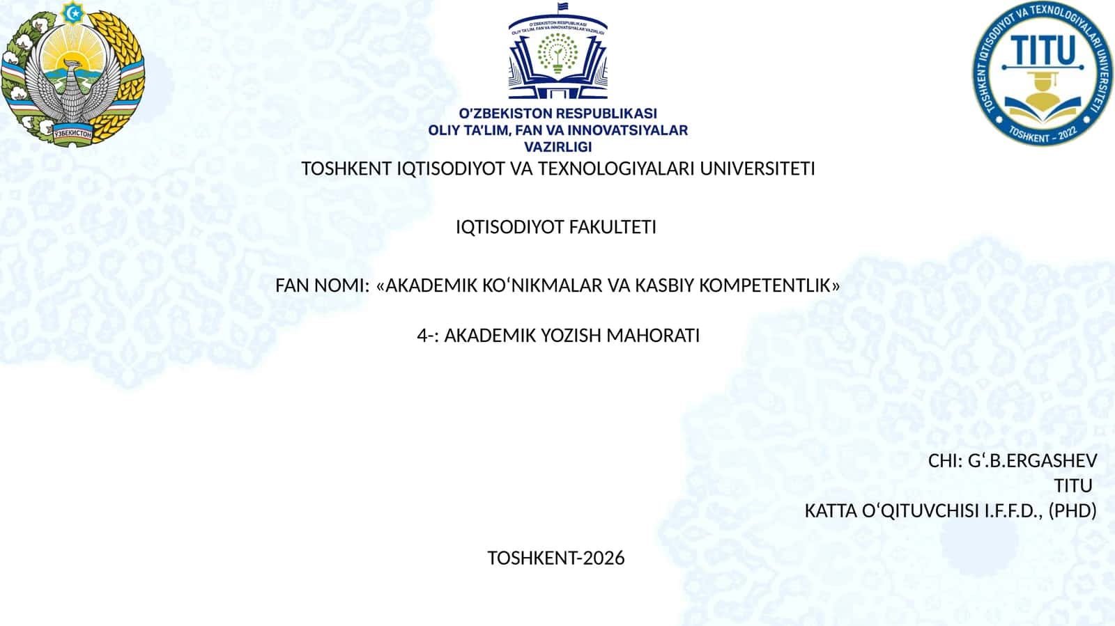 AKADEMIK YOZISH MAHORATI 1