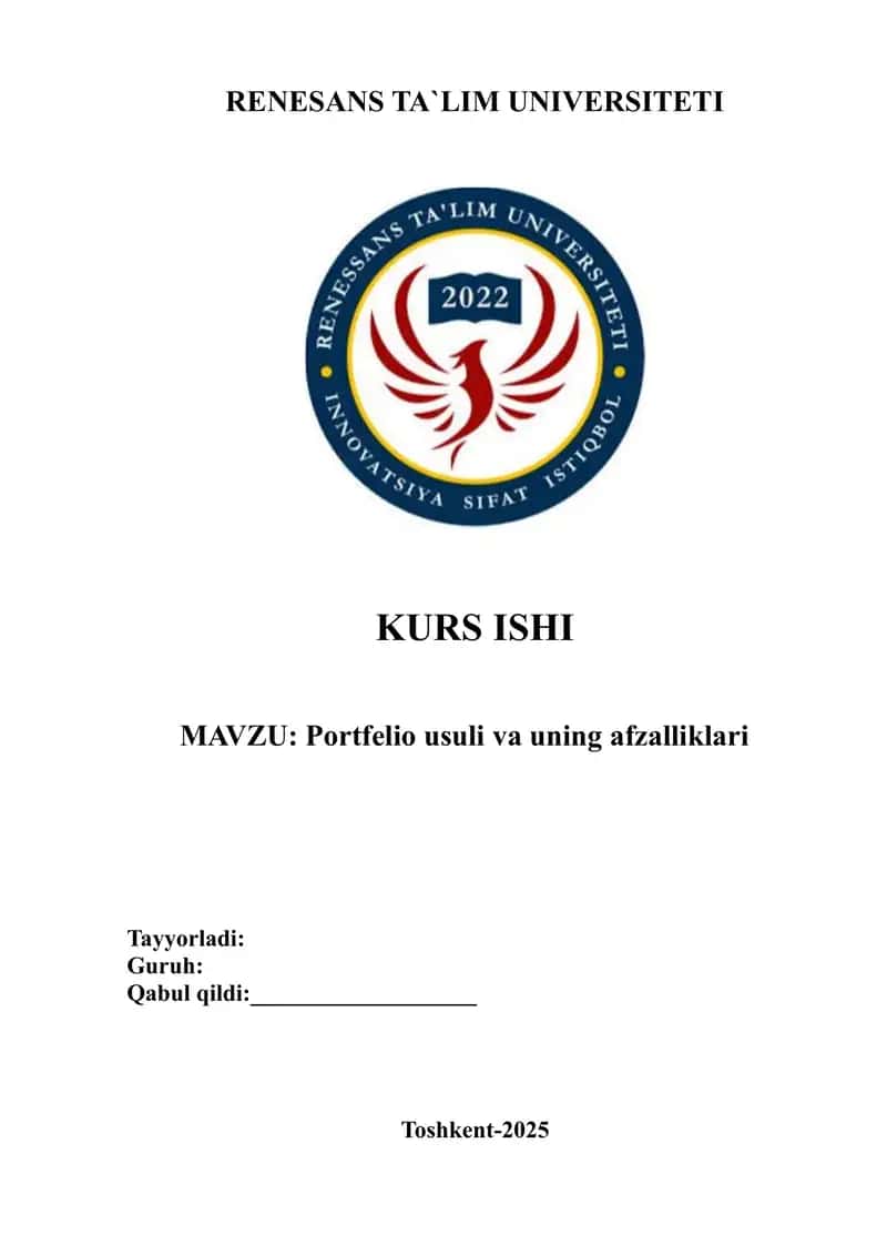 Portfelio usuli va uning afzalliklari Kurs ishi 1