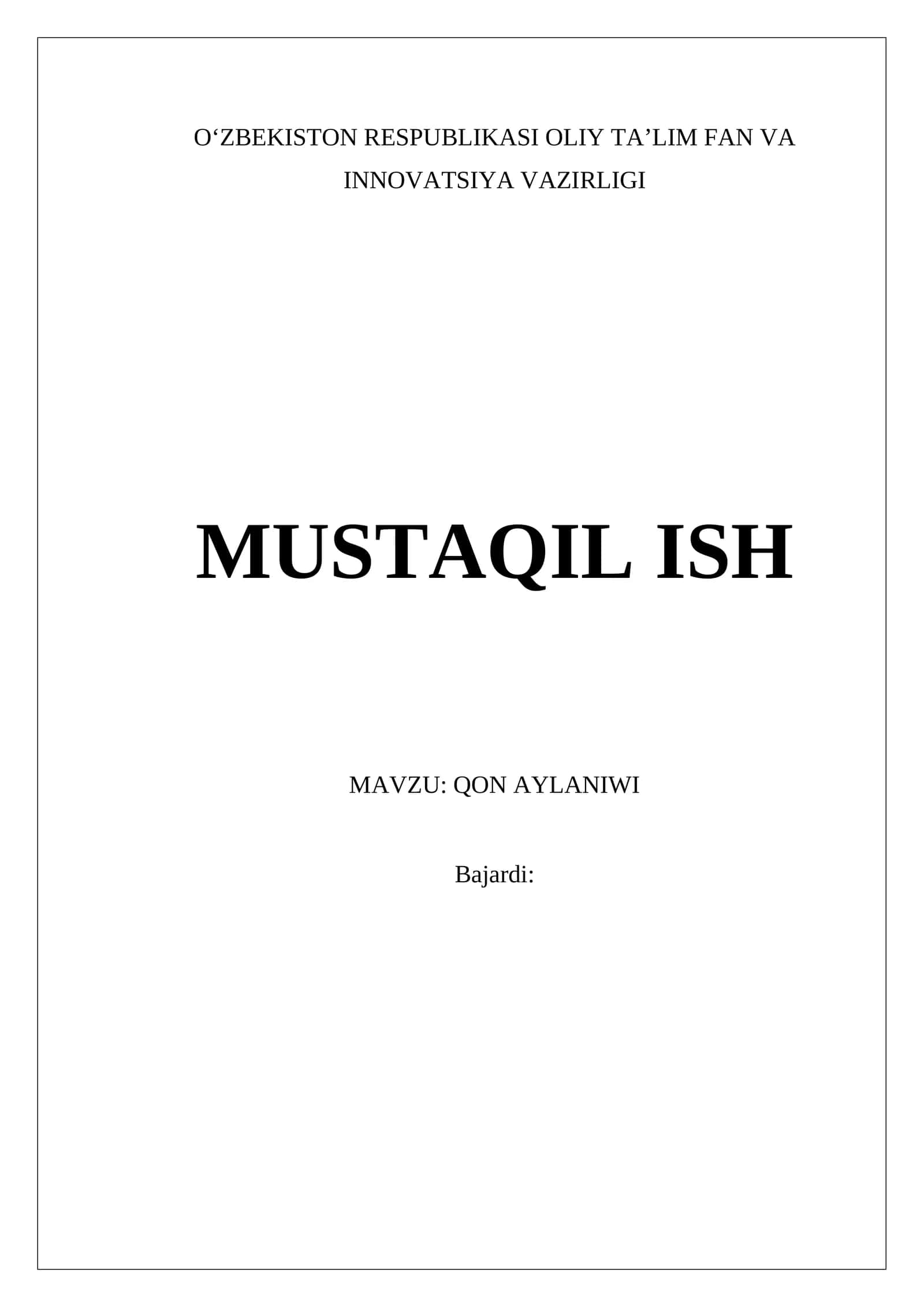 Qon aylaniwi 1