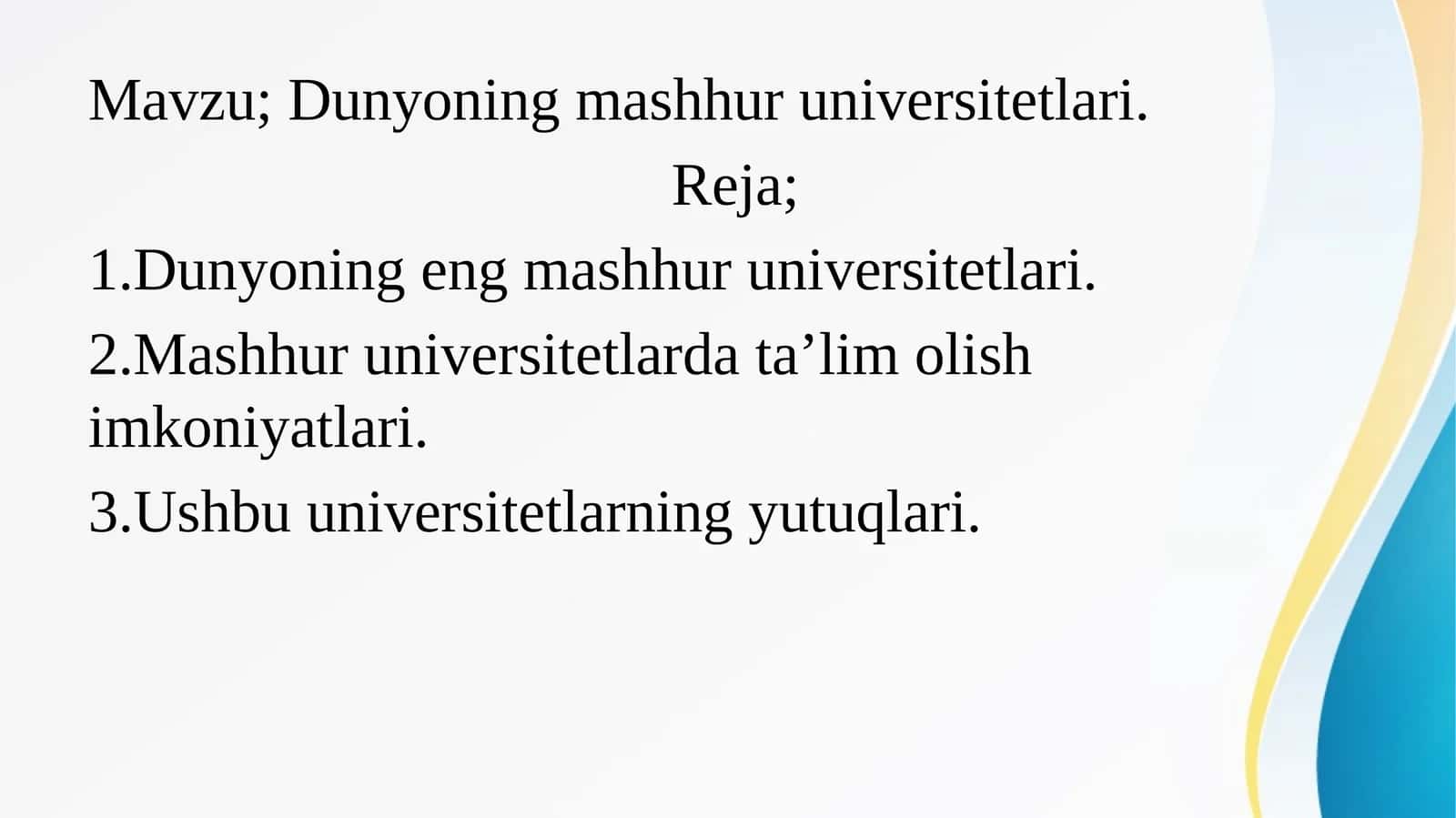 Dunyoning mashhur universitetlari 1