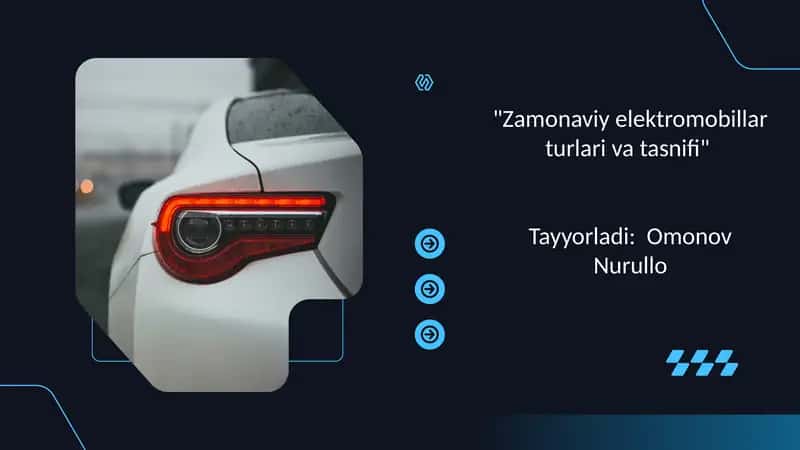 Zamonaviy elektromobillar turlari va tasnifi 1