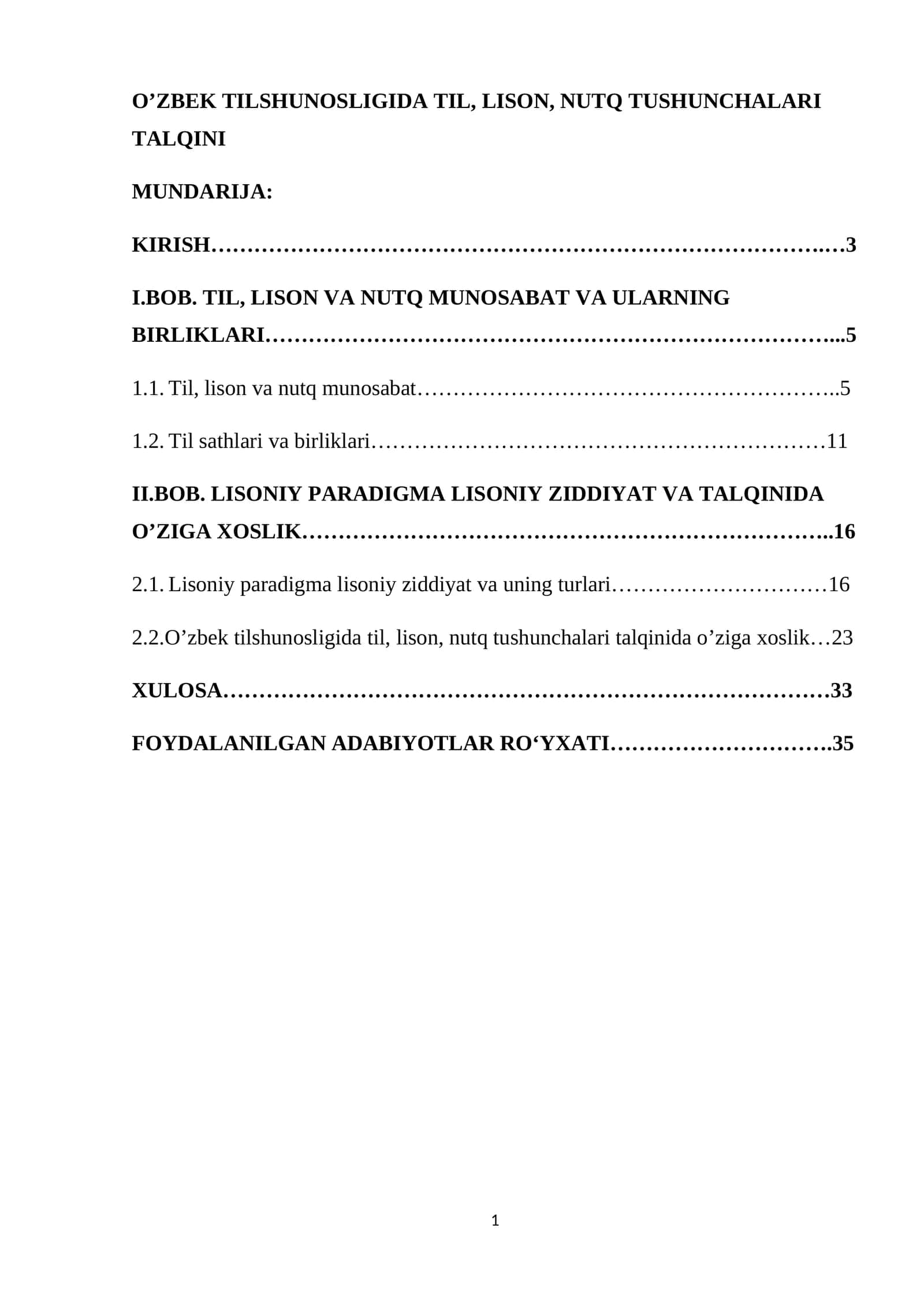 O’ZBEK TILSHUNOSLIGIDA TIL, LISON, NUTQ TUSHUNCHALARI TALQINI 1