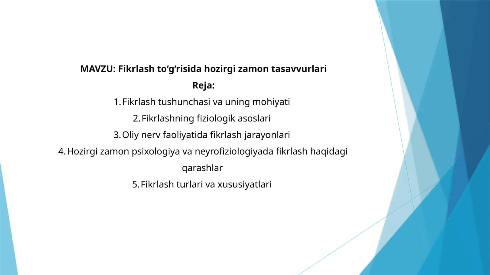 Fikrlash to‘g‘risida hozirgi zamon tasavvurlari 1