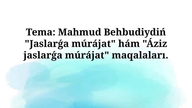 "Jaslarǵa múrájat" hám "Áziz jaslarǵa múrájat"maqalaları 1