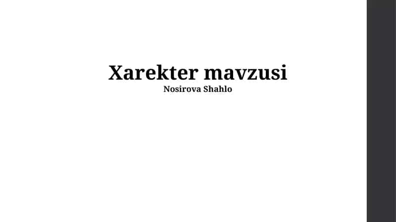 Xarekter mavzusi 1