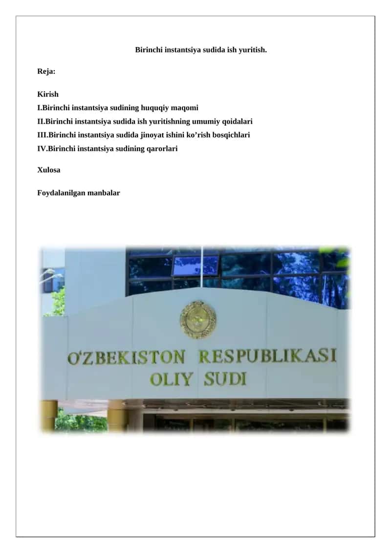 Birinchi instantsiya sudida ish yuritish 1