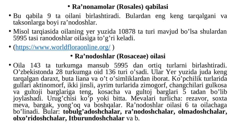 Ra'nodoshlar (Rosaceae) o'lasi 1