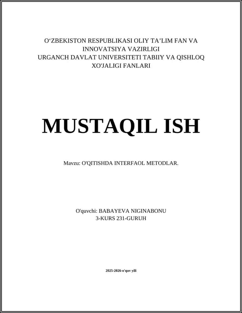 O'QITISHDA INTERFAOL METODLAR 1