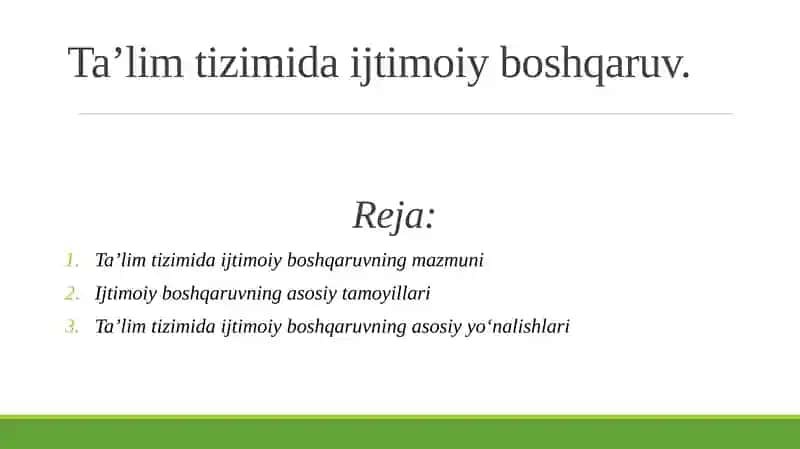 Ta’lim tizimida ijtimoiy boshqaruv.