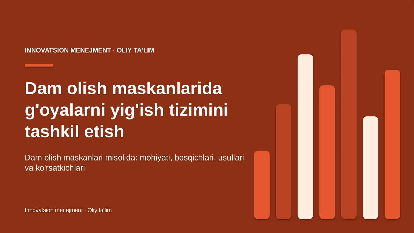 Dam olish maskanlarida g'oyalarni yig'ish tizimini tashkil etish 1