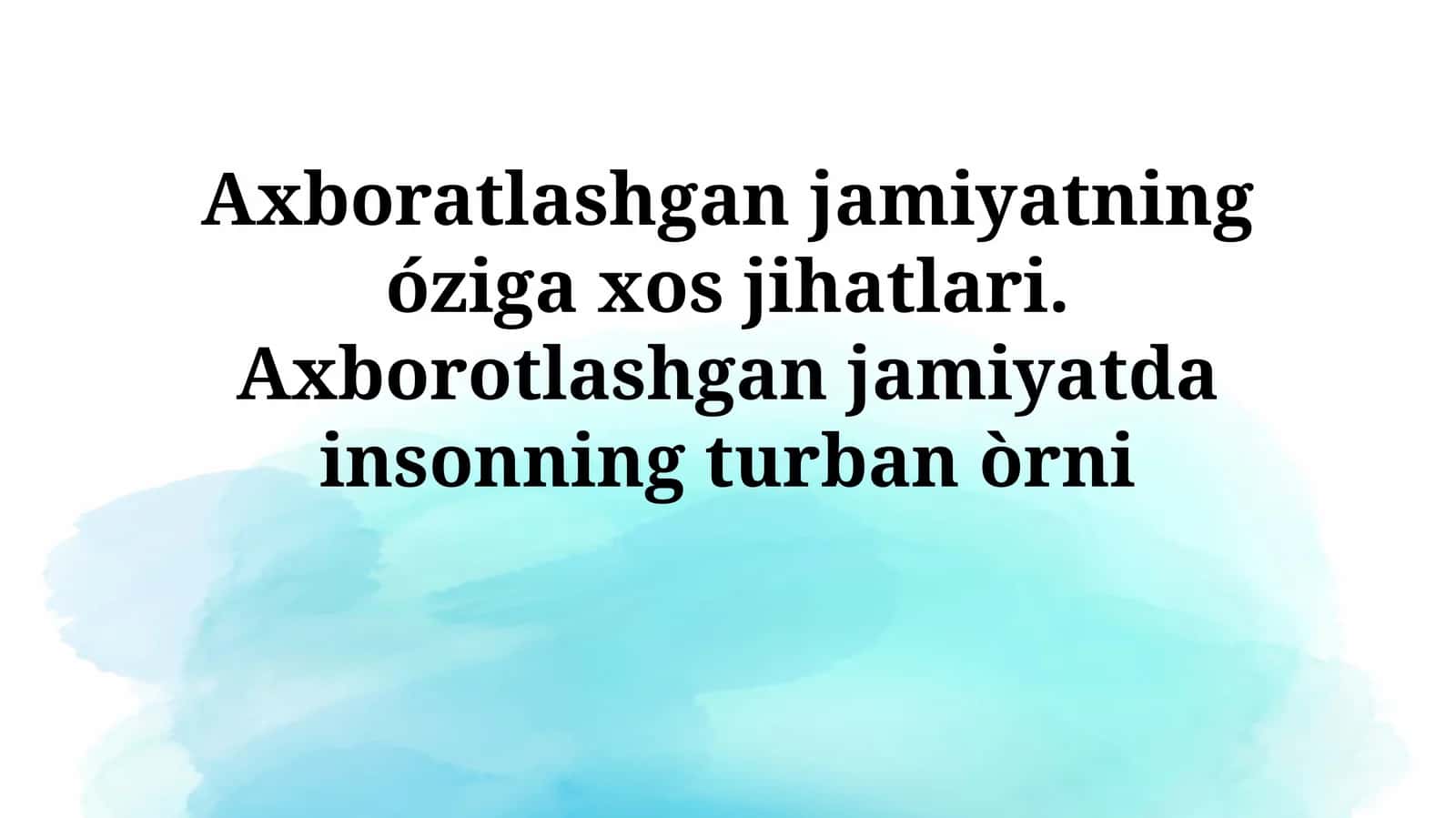 Axborot texnologiyalarining roli 1