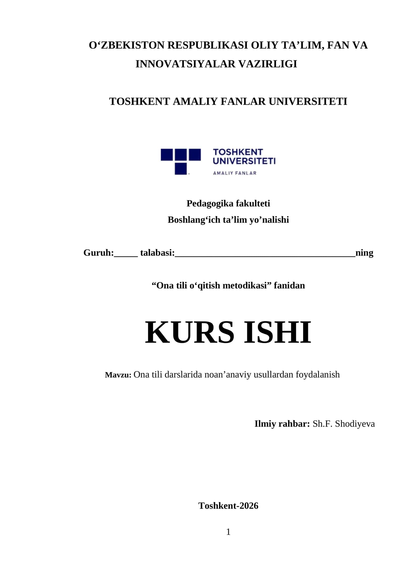 Ona tili darslarida noan’anaviy usullardan foydalanish 1