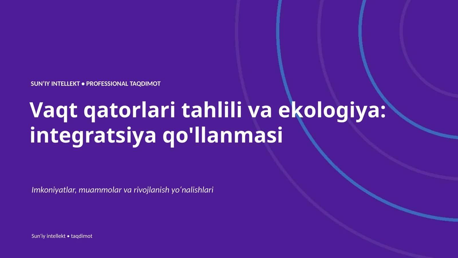 Vaqt qatorlari tahlili va ekologiya: integratsiya qo'llanmasi 1