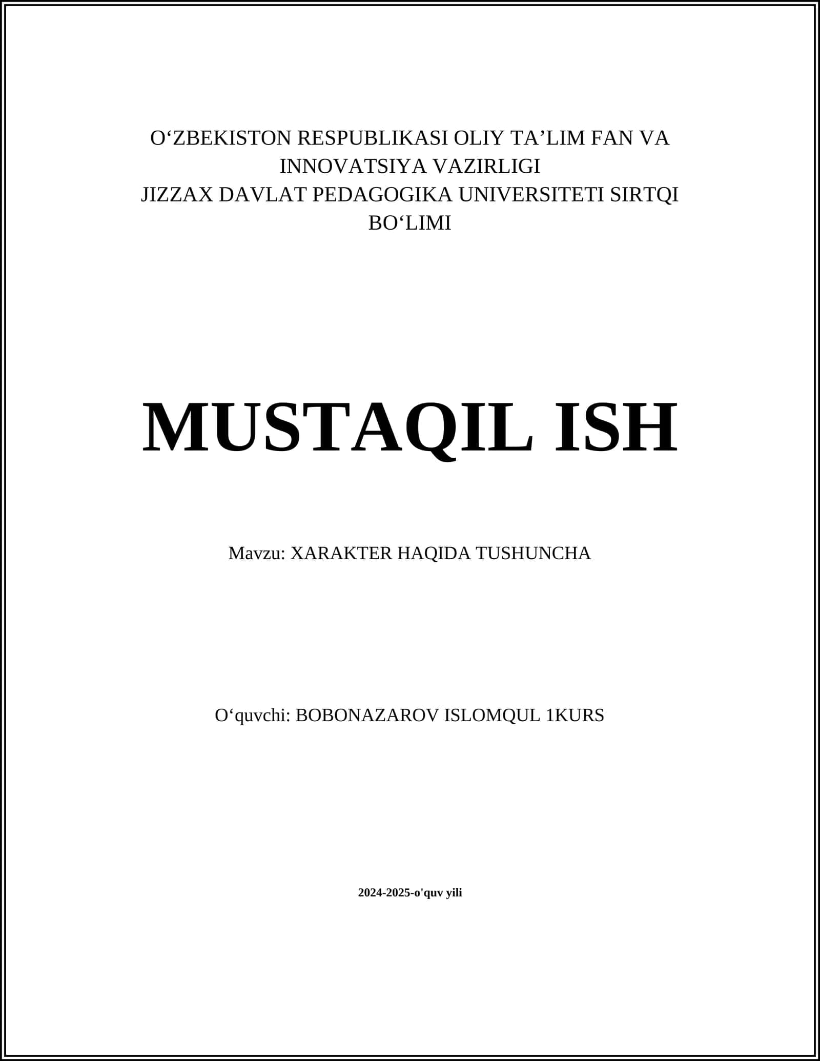 XARAKTER HAQIDA TUSHUNCHA 1