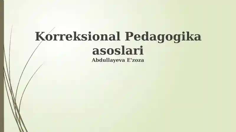 Korreksional Pedagogika asoslari
