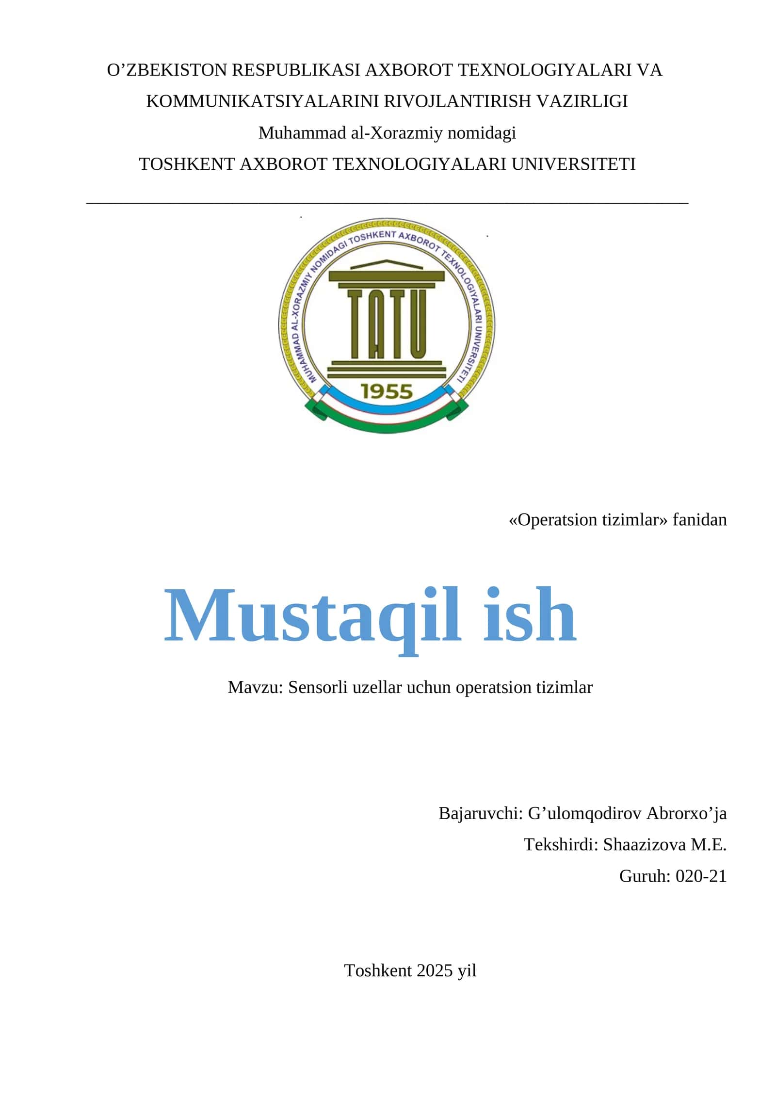 Sensorli uzellar uchun operatsion tizimlar 1