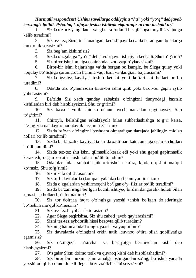 Psixologik test 1