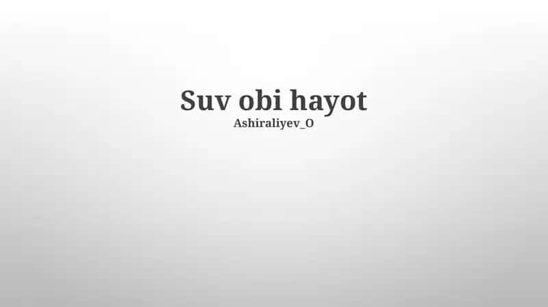 Suv obi hayot 1
