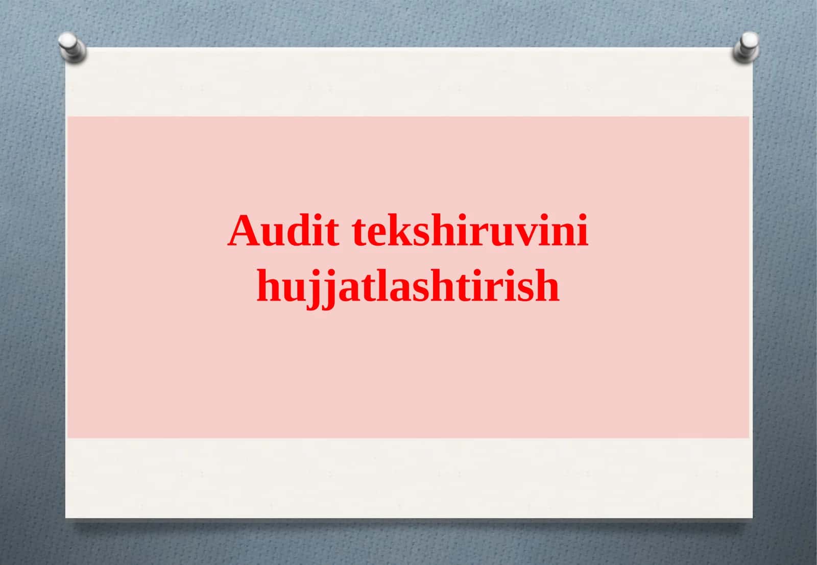 Audit tekshiruvini hujjatlashtirish 1